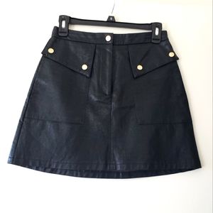 Zara Black faux leather mini skirt